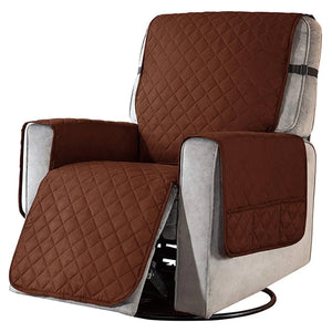 Housse de fauteuil inclinable matelassée chocolat réversible