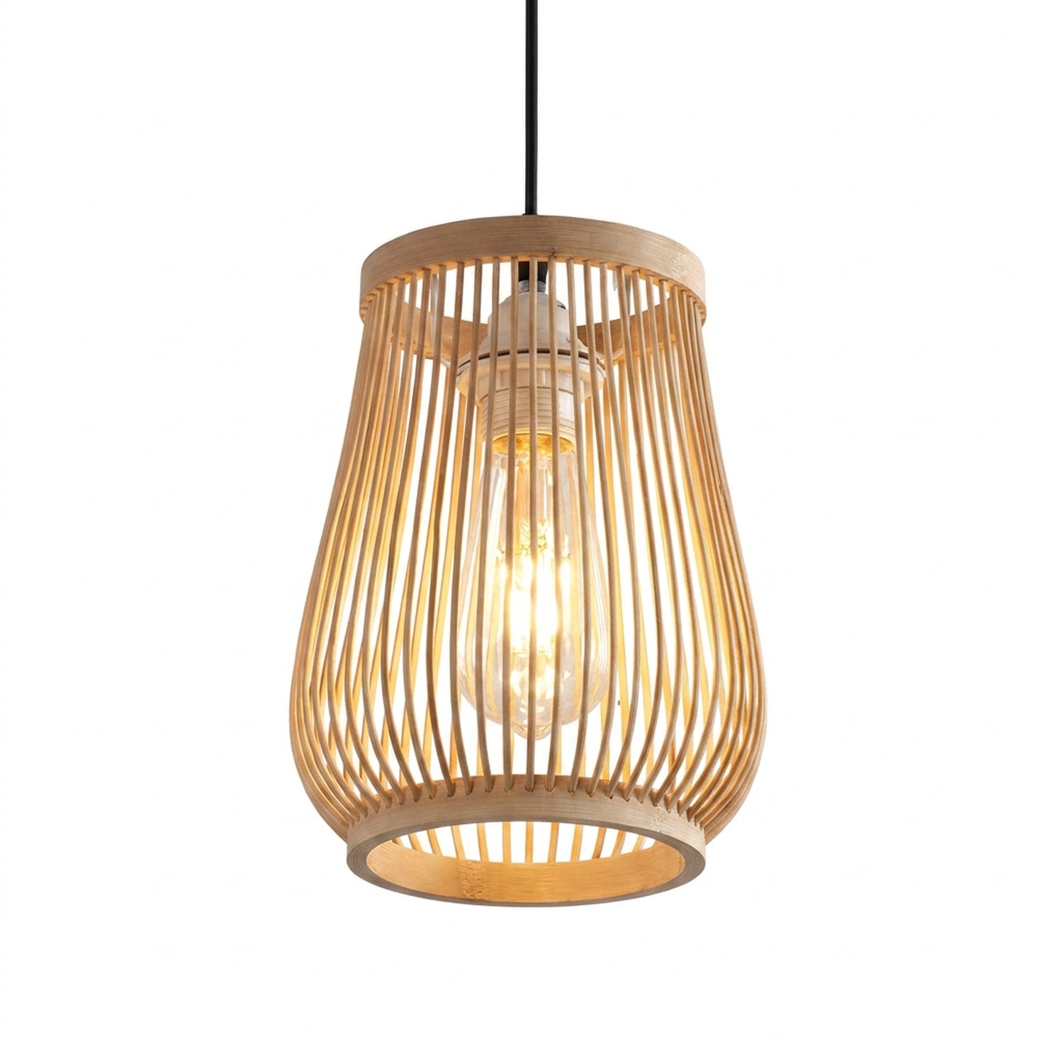Suspension bambou modèle Cloche clochette 20cm × 23cm fond blanc