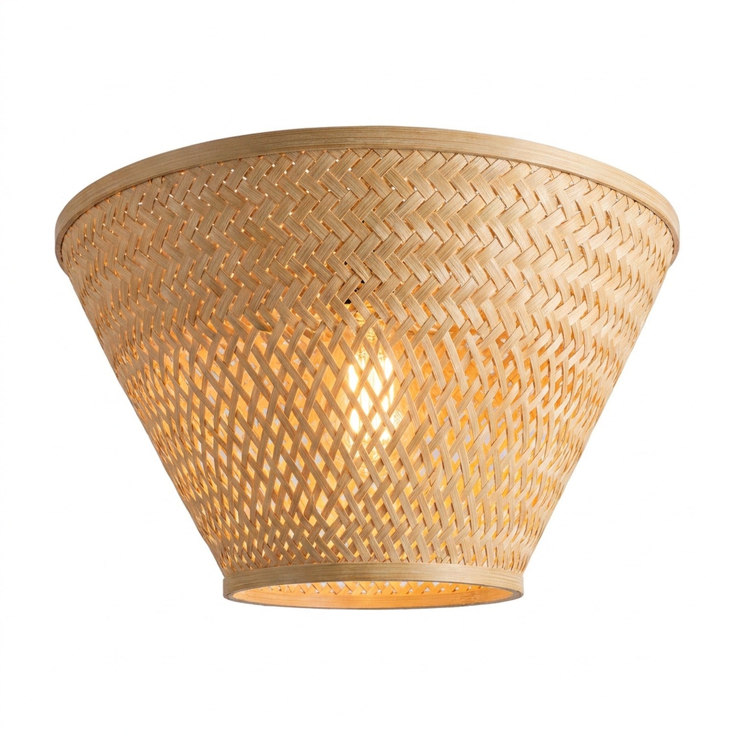 Suspension bambou modèle Conique fuseau 21cm × 38cm fond blanc
