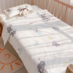Parure de lit bébé motif éléphants gris et étoiles