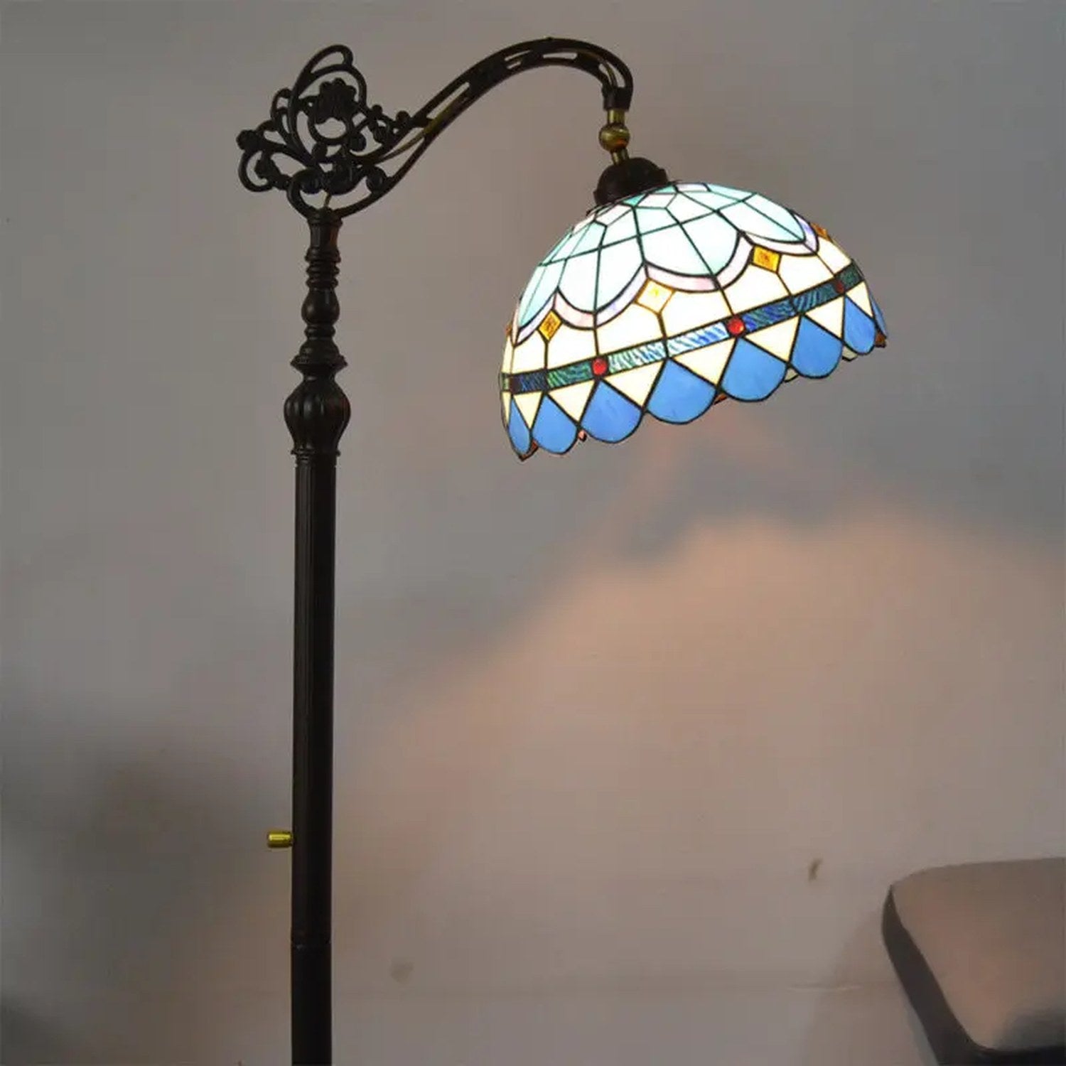 Abat-jour méditerranée bleue vitrail 30cm