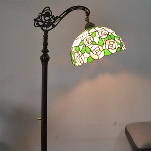 Abat-jour roses vertes vitrail 30cm