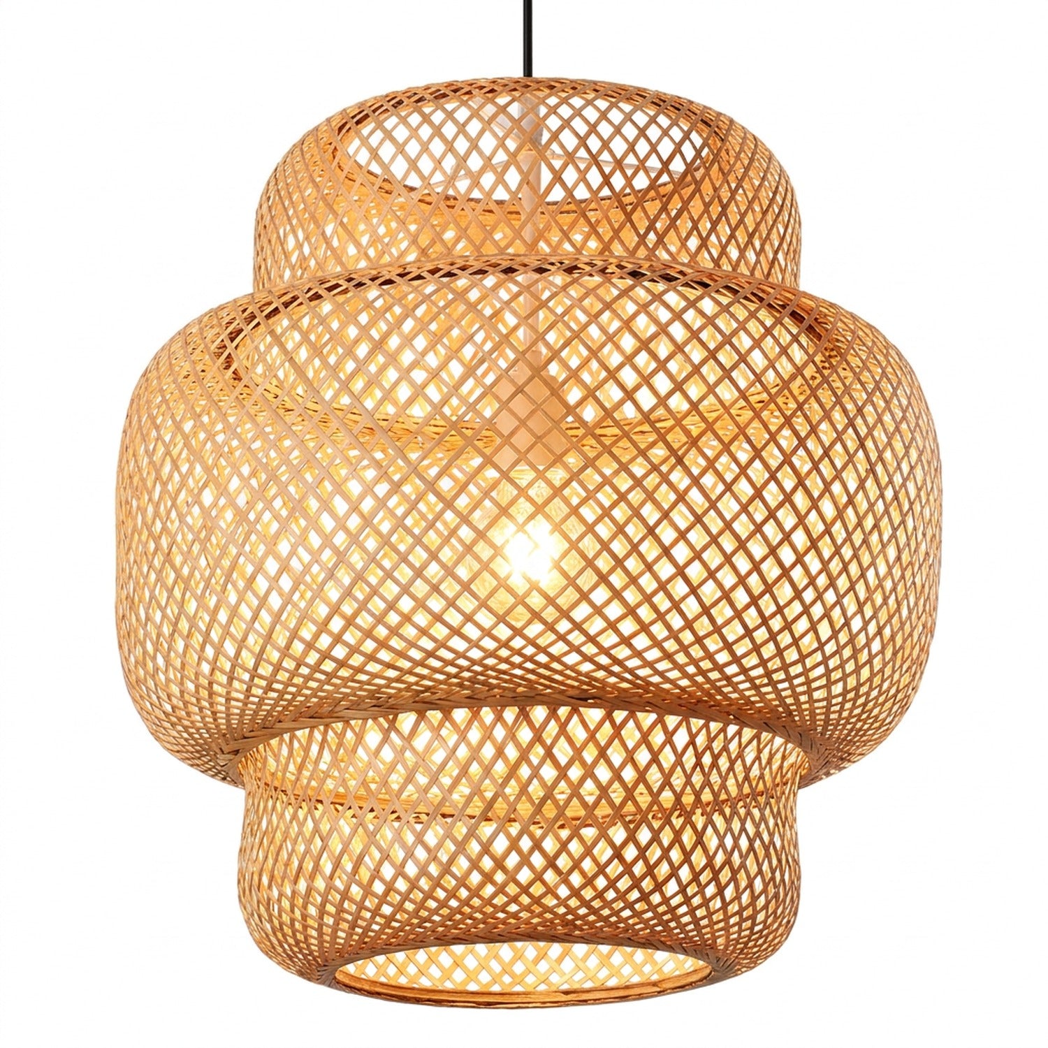 Suspension bambou modèle Gourde bi-lobée 30cm × 32cm fond blanc