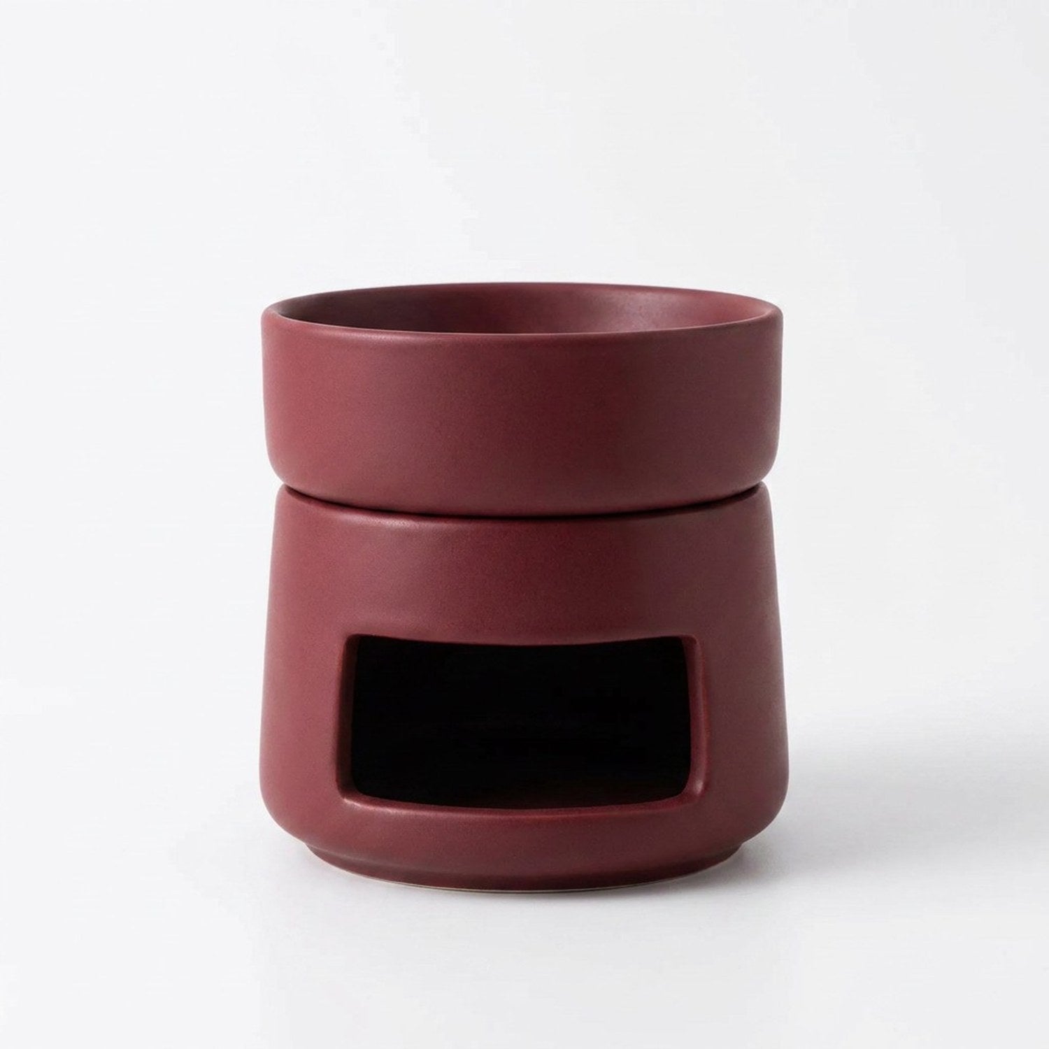 Brûle-parfums céramique mate Grenat sur fond blanc