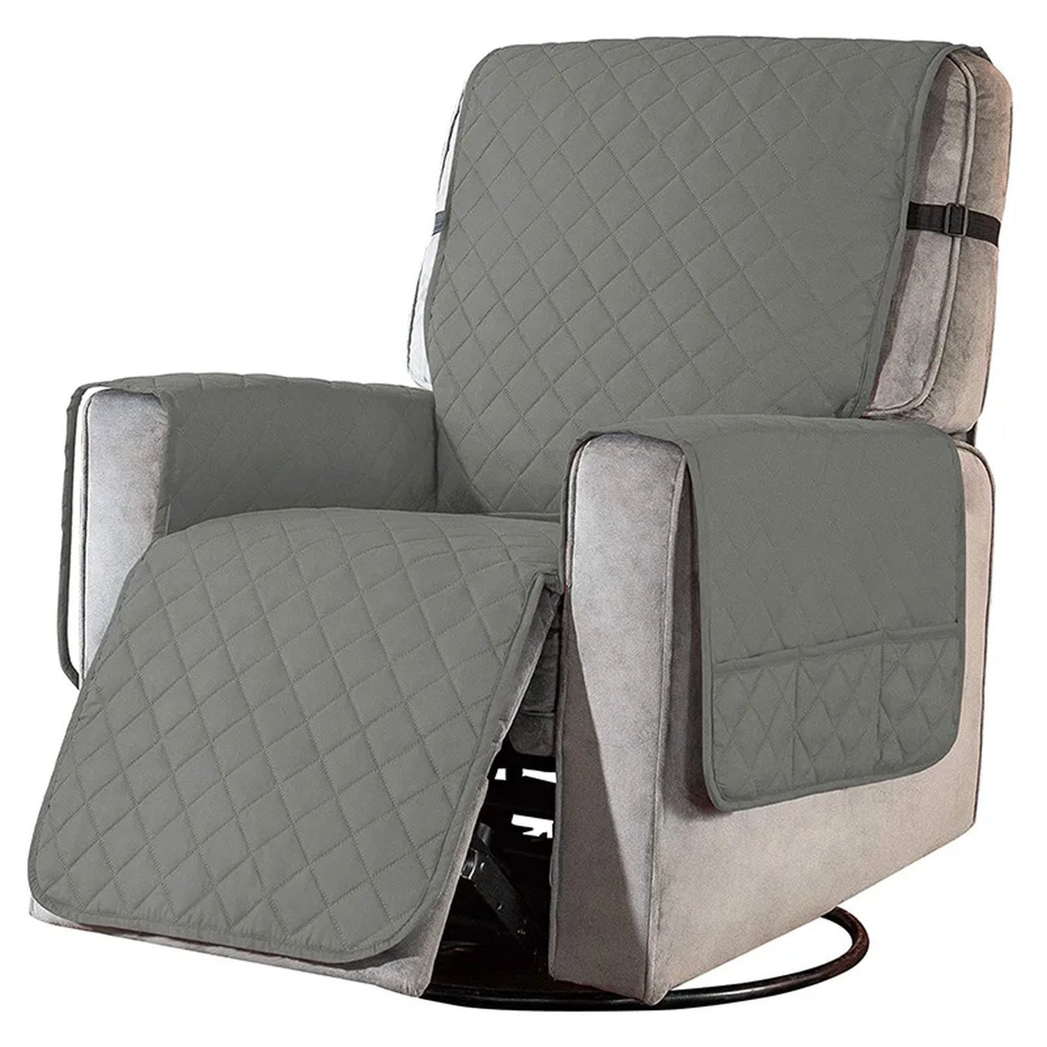 Housse de fauteuil inclinable matelassée gris clair réversible