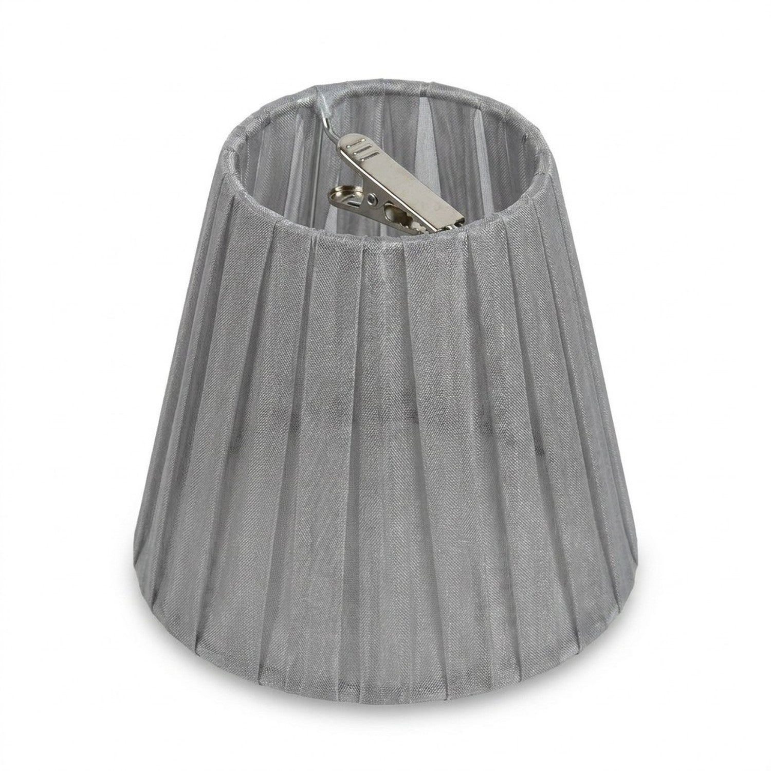 Abat-jour organza gris clip E14 12cm décoration luminaire