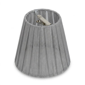 Abat-jour organza gris clip E14 12cm décoration luminaire