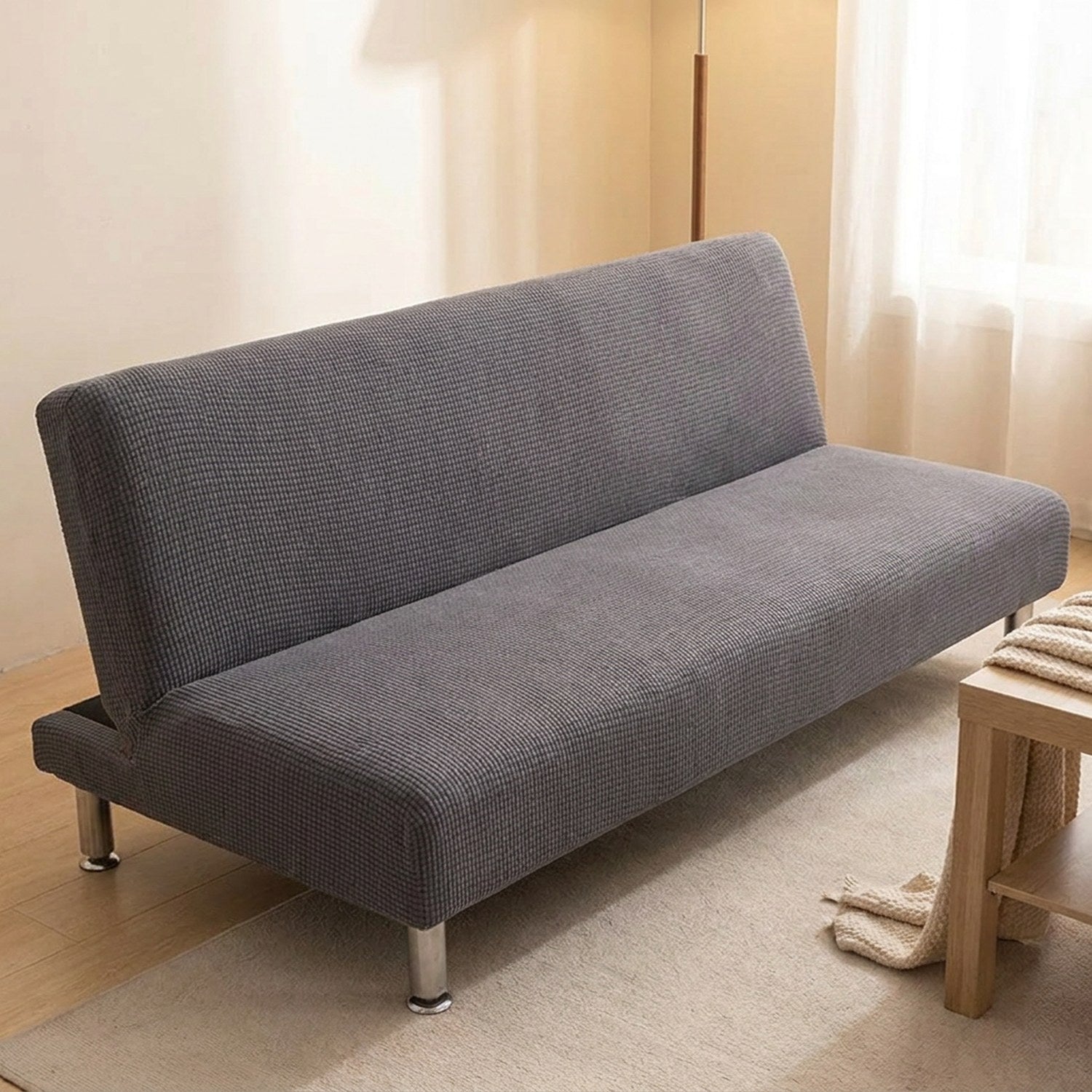 Housse de canapé-lit futon jacquard coloris gris