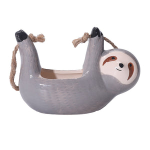 Cache-pot suspendu céramique animaux couleur gris