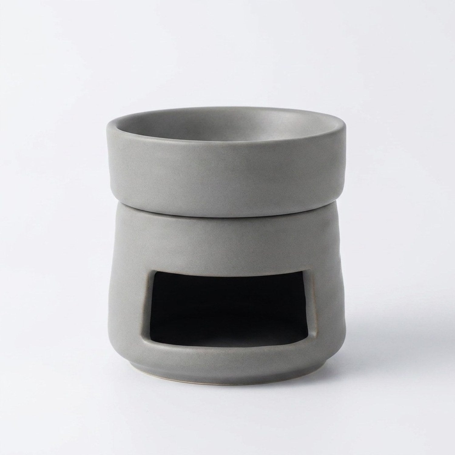 Brûle-parfums céramique mate Gris sur fond blanc