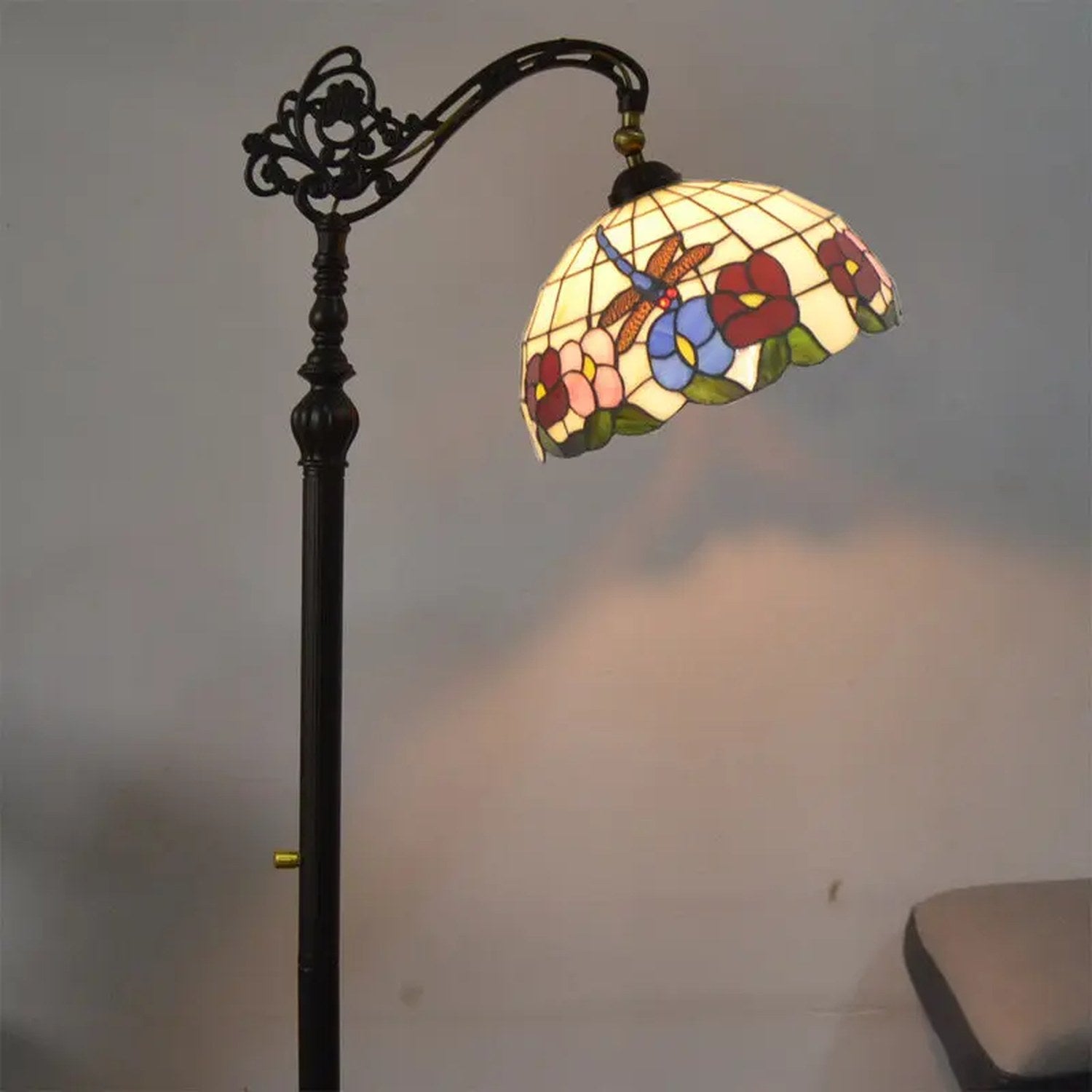 Abat-jour pensées colorées vitrail 30cm