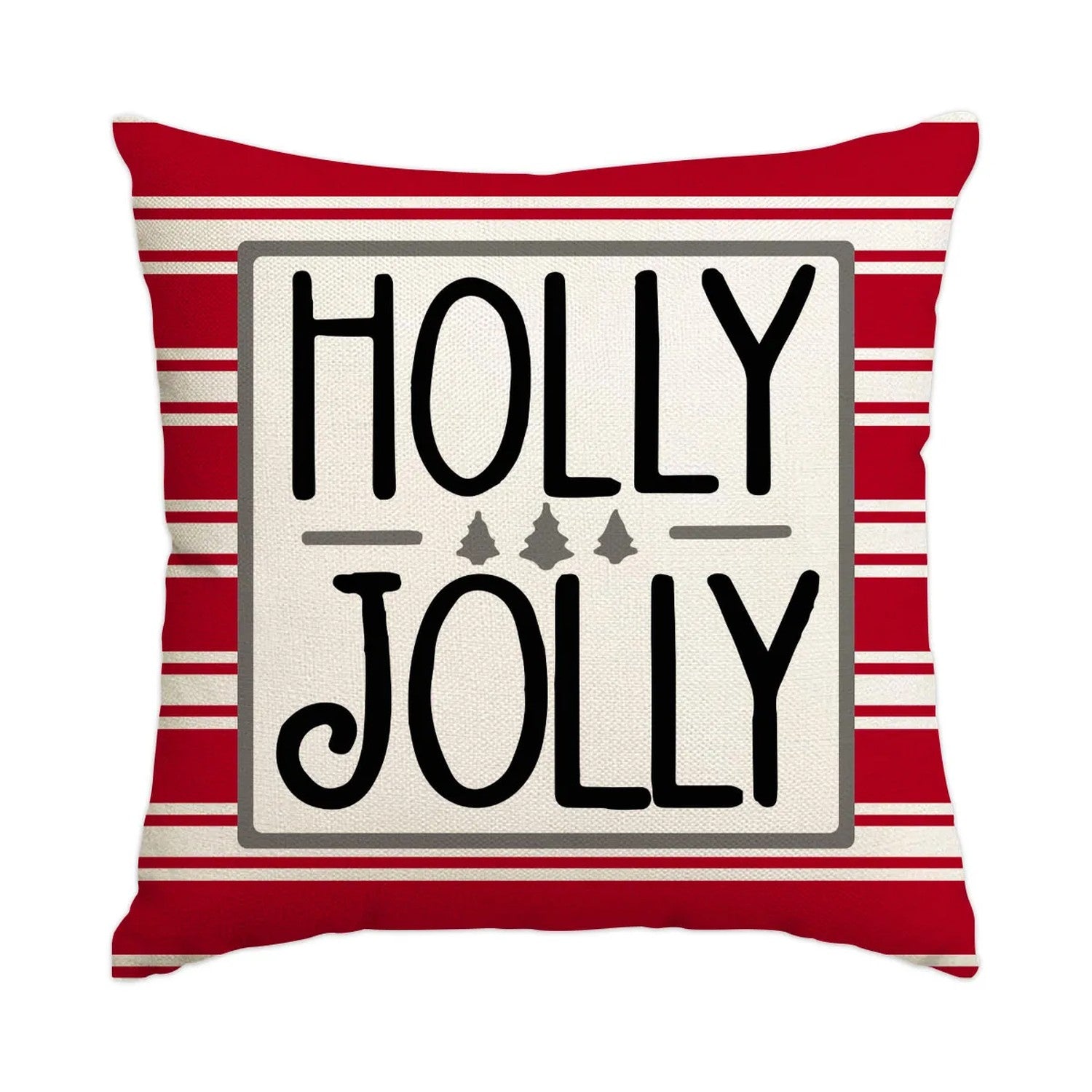 Housse de coussin de Noël motif Holly Jolly