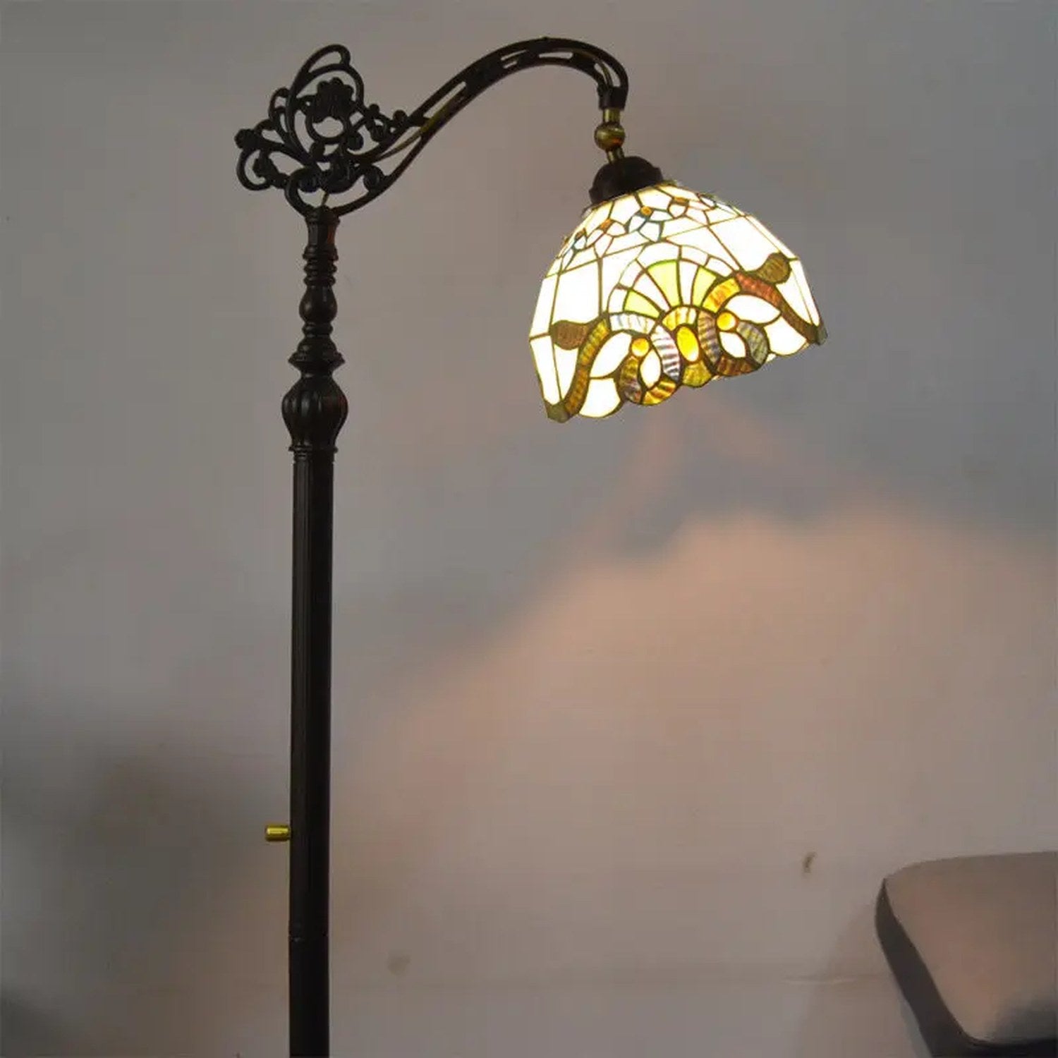 Abat-jour baroque doré vitrail 20cm