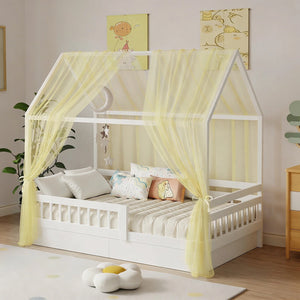Ciel de lit enfant en mousseline jaune