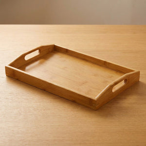 Plateau en bambou 38x25cm sur surface bois fond chaud