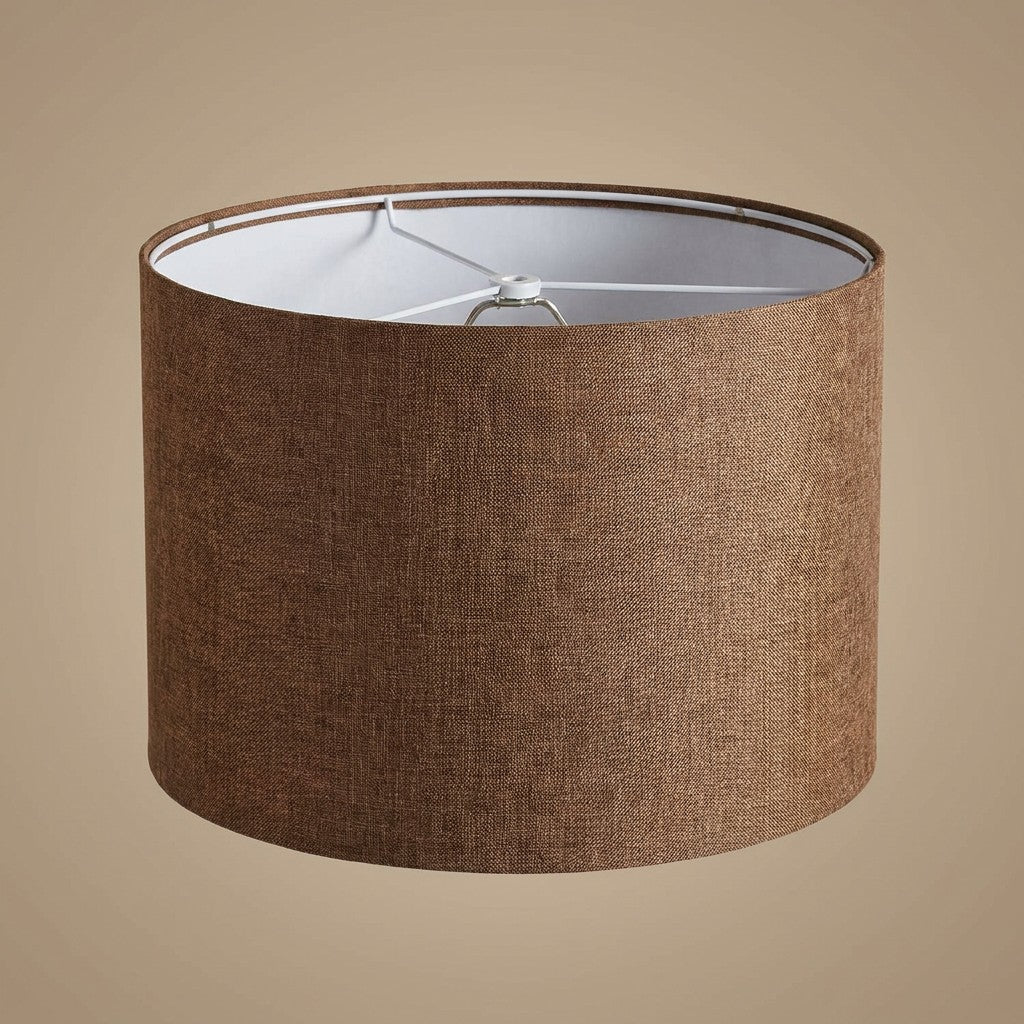 Abat-jour tambour en lin brun clair pour lampe de table