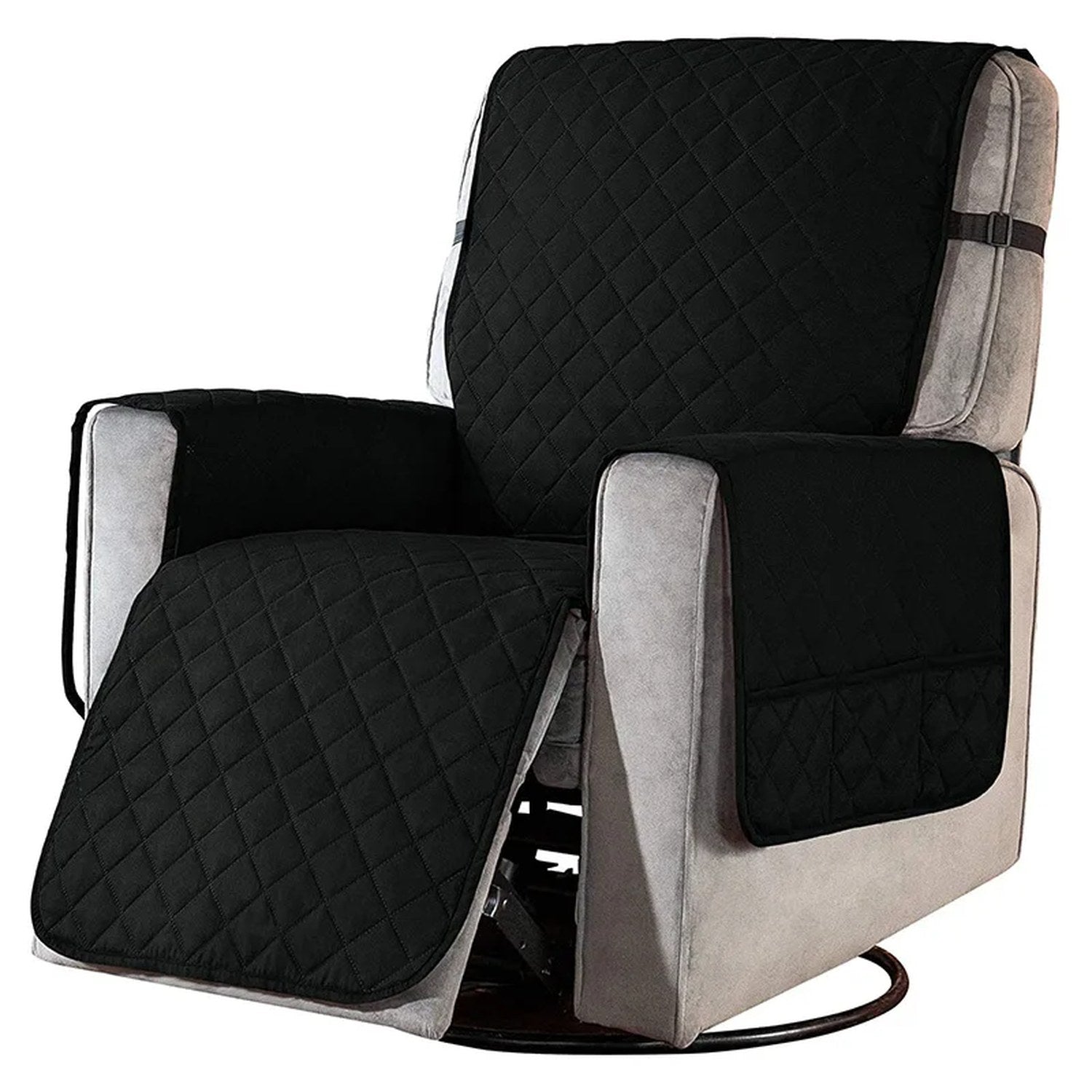 Housse de fauteuil inclinable matelassée noire réversible
