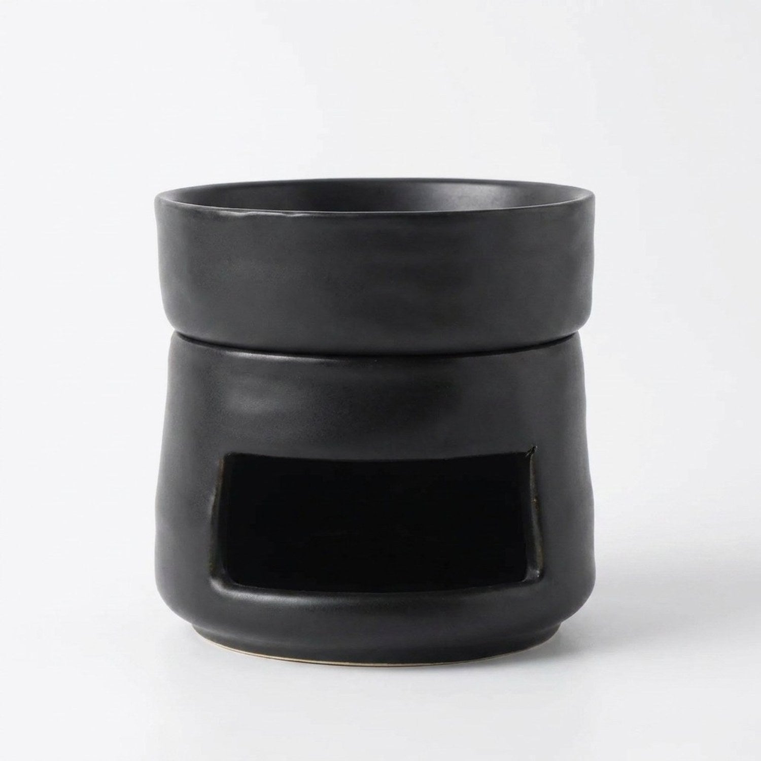 Brûle-parfums céramique mate Noir sur fond blanc