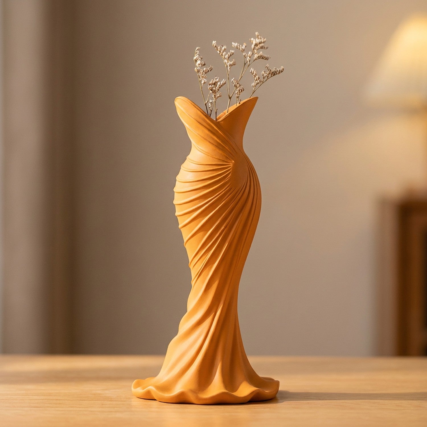 Vase en forme de robe imprimé en 3D coloris orange