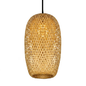 Suspension bambou modèle Ovale cage 22cm × 36cm fond blanc