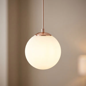 Suspension boule de verre, finition cuivrée
