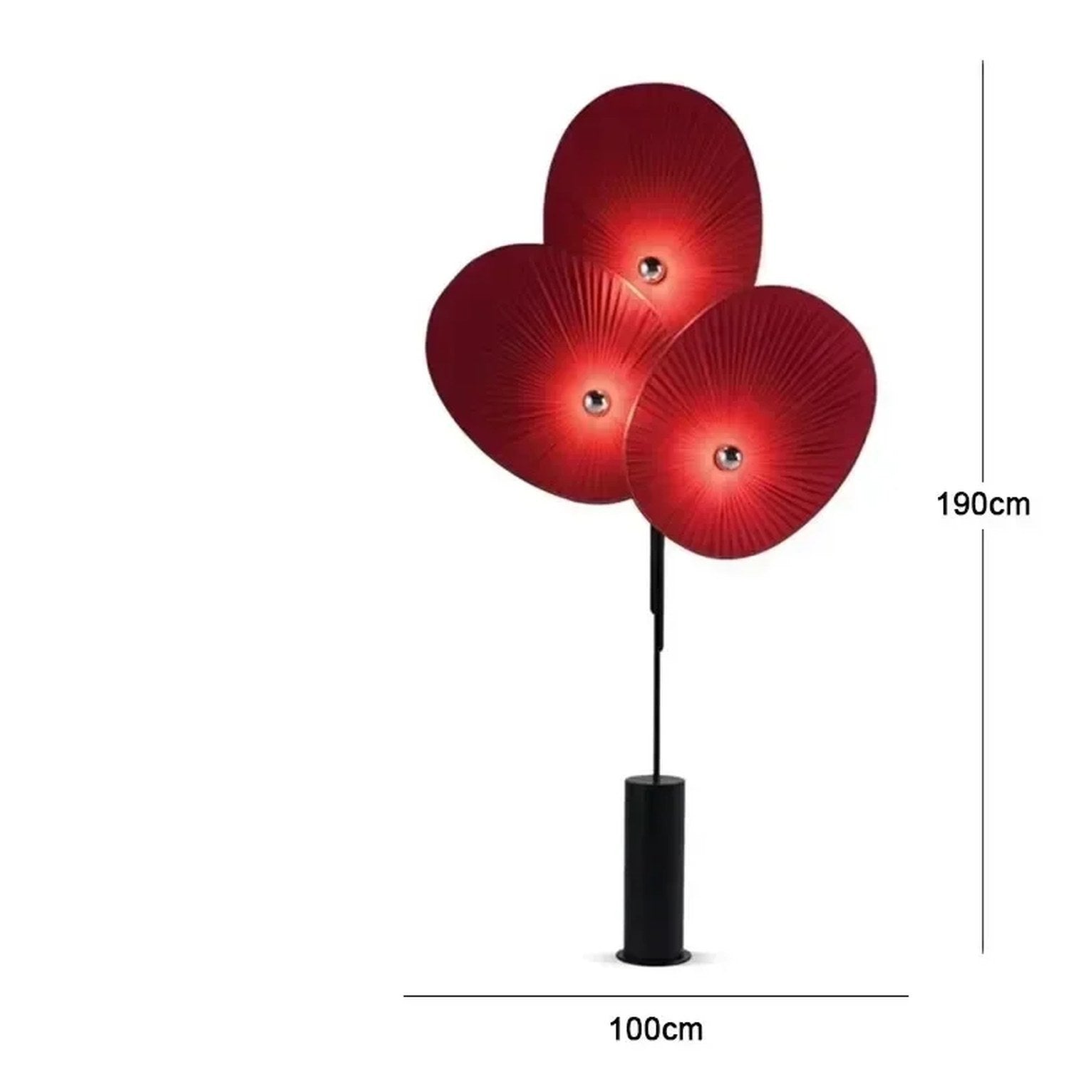 Lampadaire LED abat-jour fleur coloris Rouge