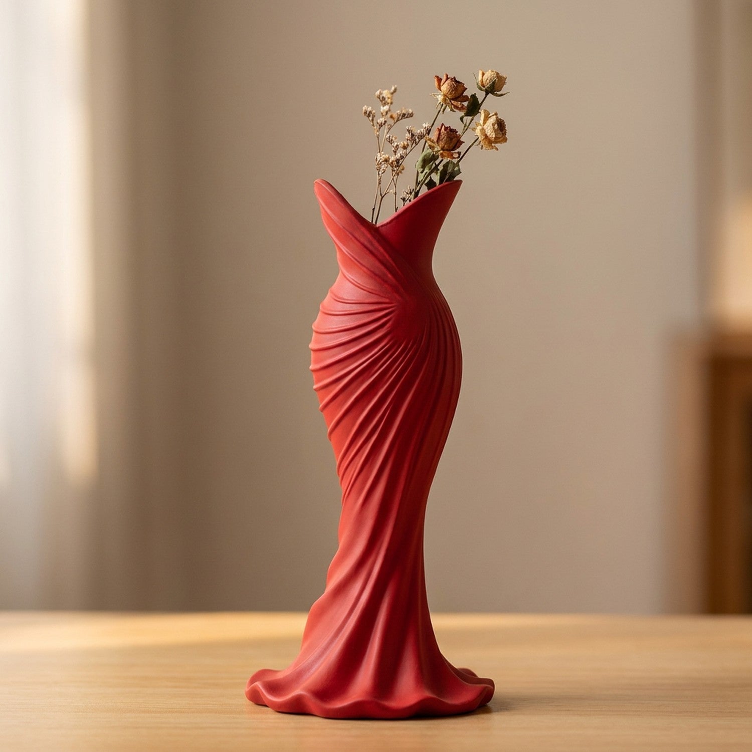 Vase en forme de robe imprimé en 3D coloris rouge
