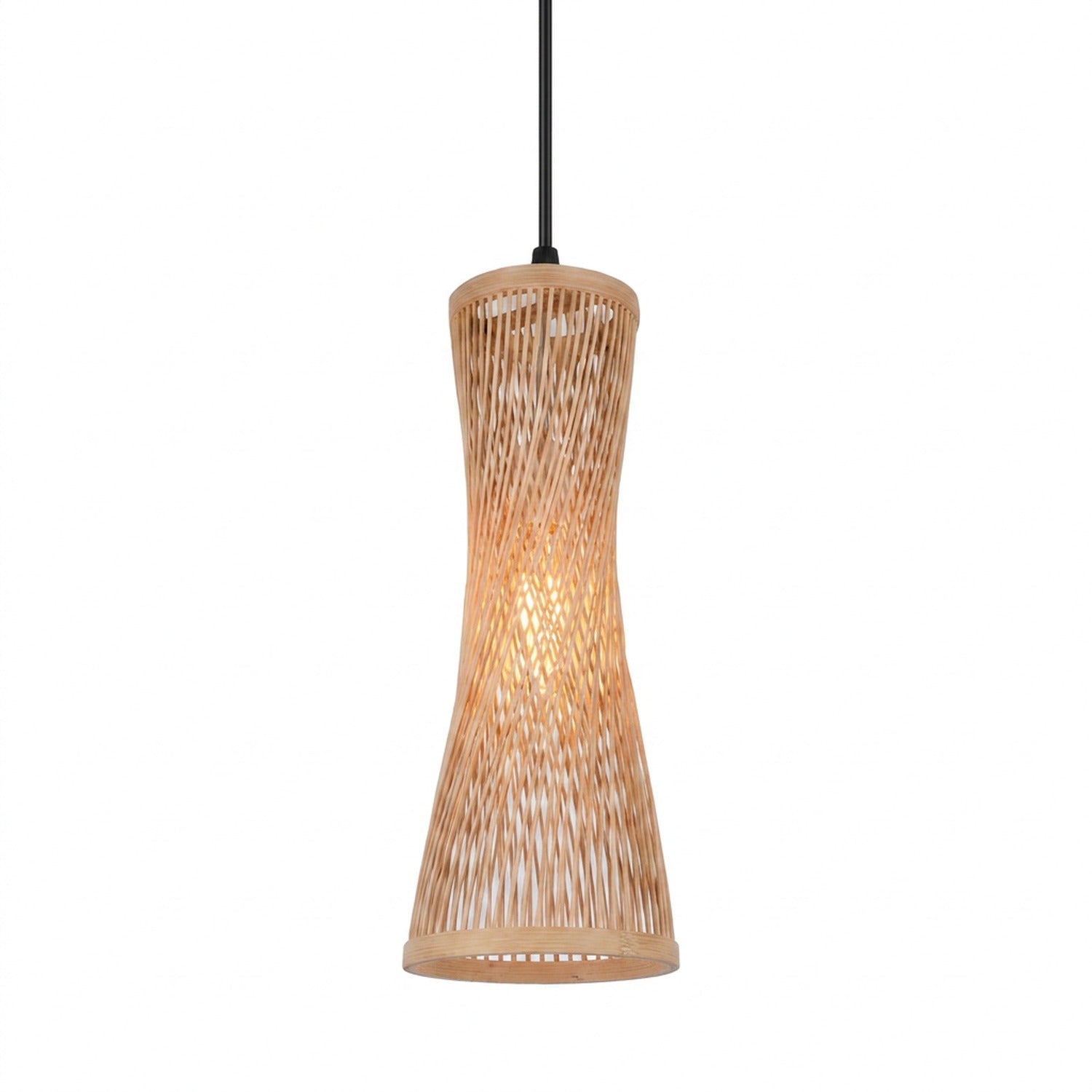 Suspension bambou modèle Sablier élancé 17cm × 42cm fond blanc
