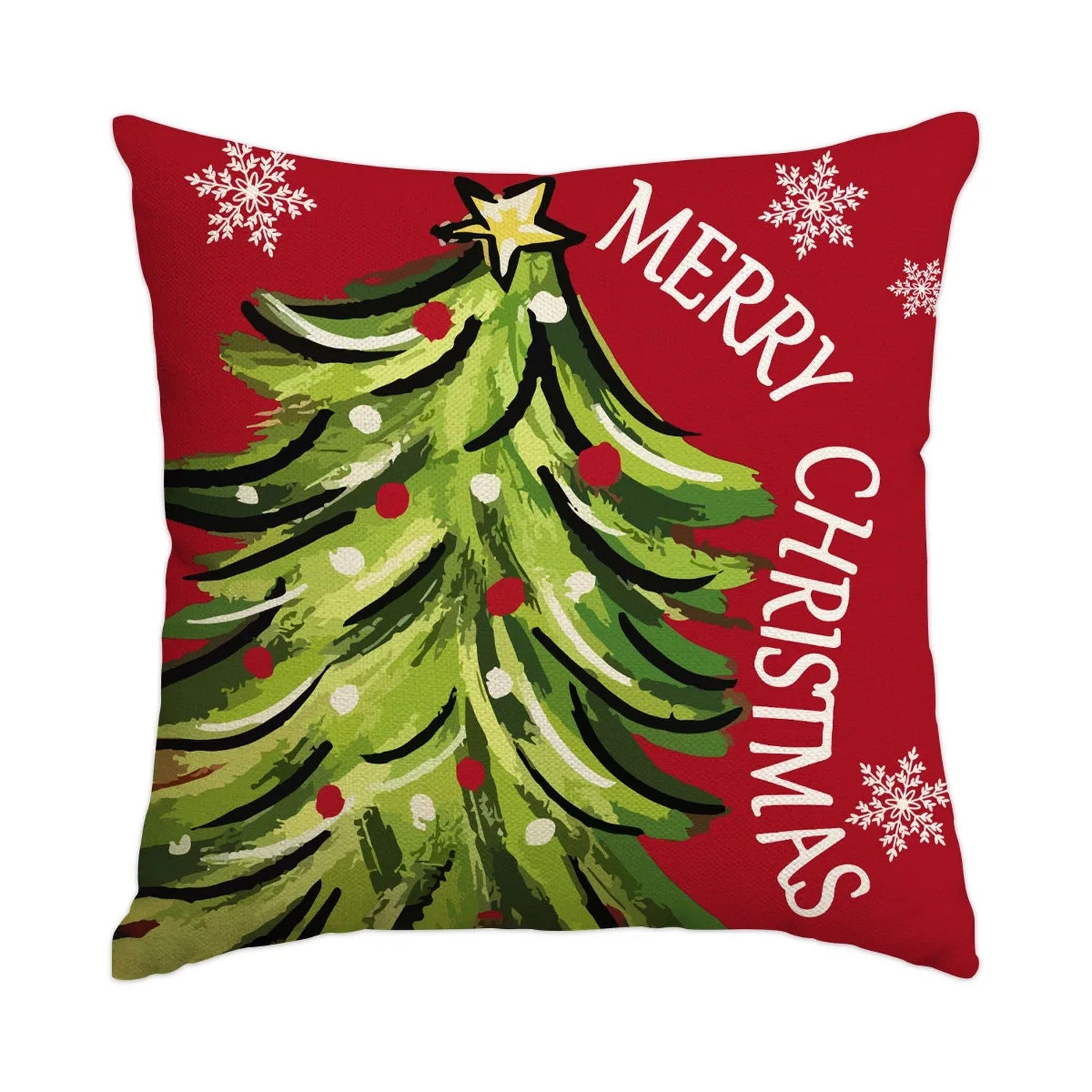 Housse de coussin de Noël motif Sapin aquarelle