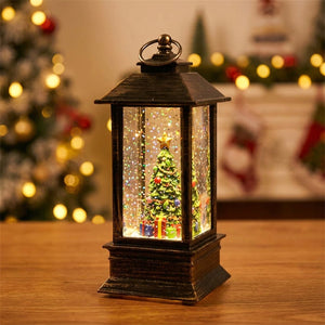 Lanterne Noël LED sapin décoré ornements cadeaux figurine