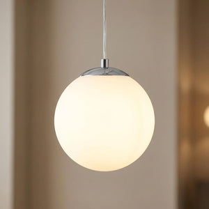 Suspension boule de verre, finition argentée