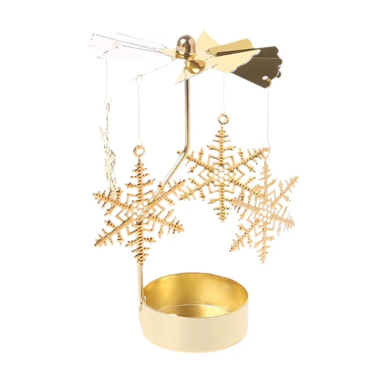 Bougeoir rotatif avec pendentif Flocon de neige en métal doré