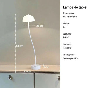 Lampe de table champignon blanche - dimensions H61cm