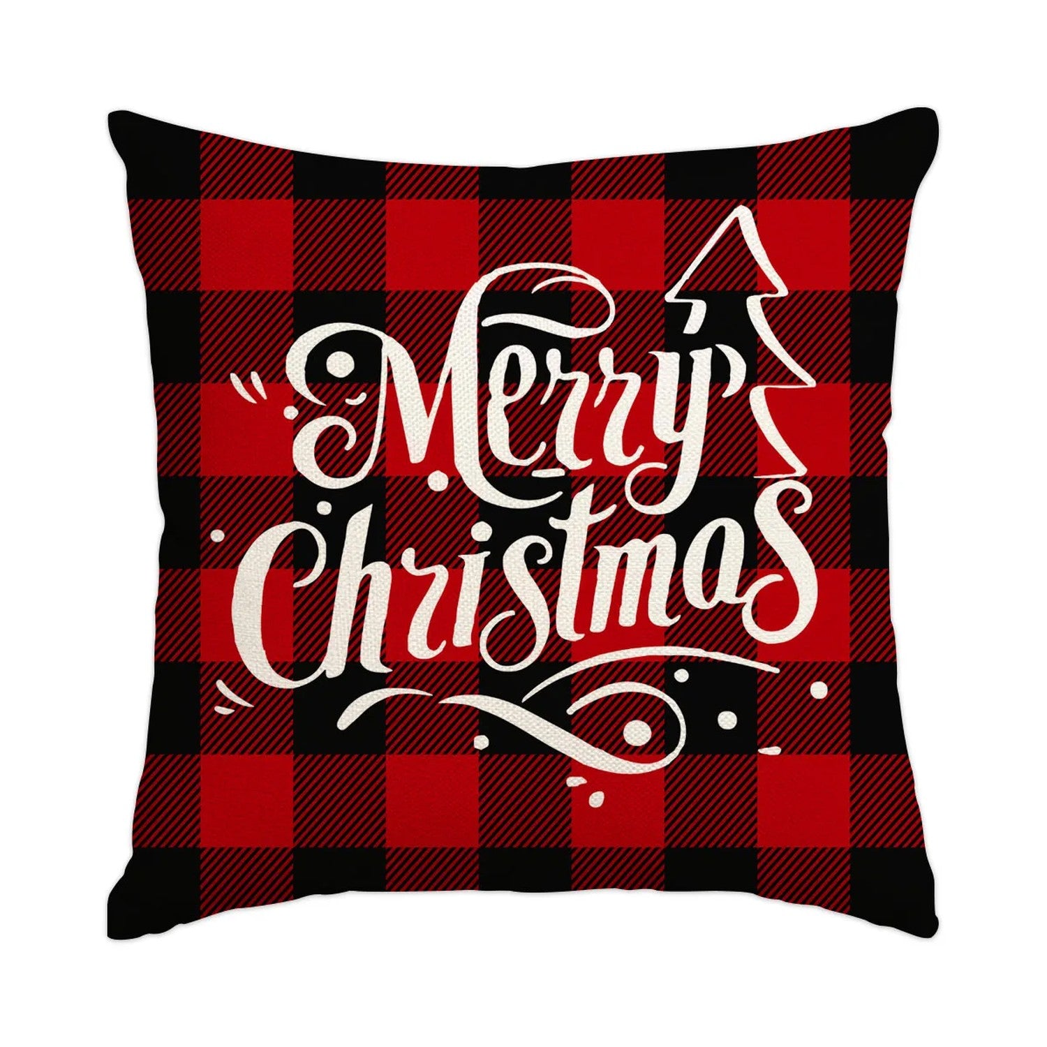 Housse de coussin de Noël motif Tartan noir et rouge