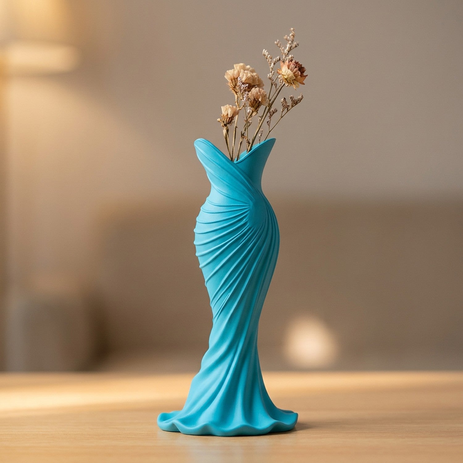 Vase en forme de robe imprimé en 3D coloris turquoise