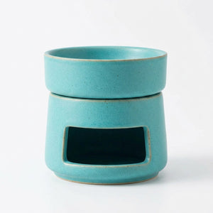 Brûle-parfums céramique mate Turquoise sur fond blanc