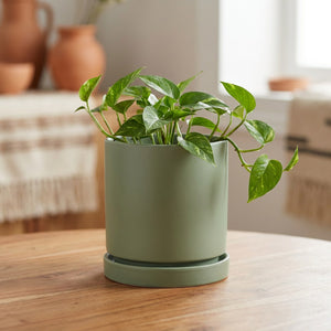 Pot de fleurs céramique style nordique - Vert mousse