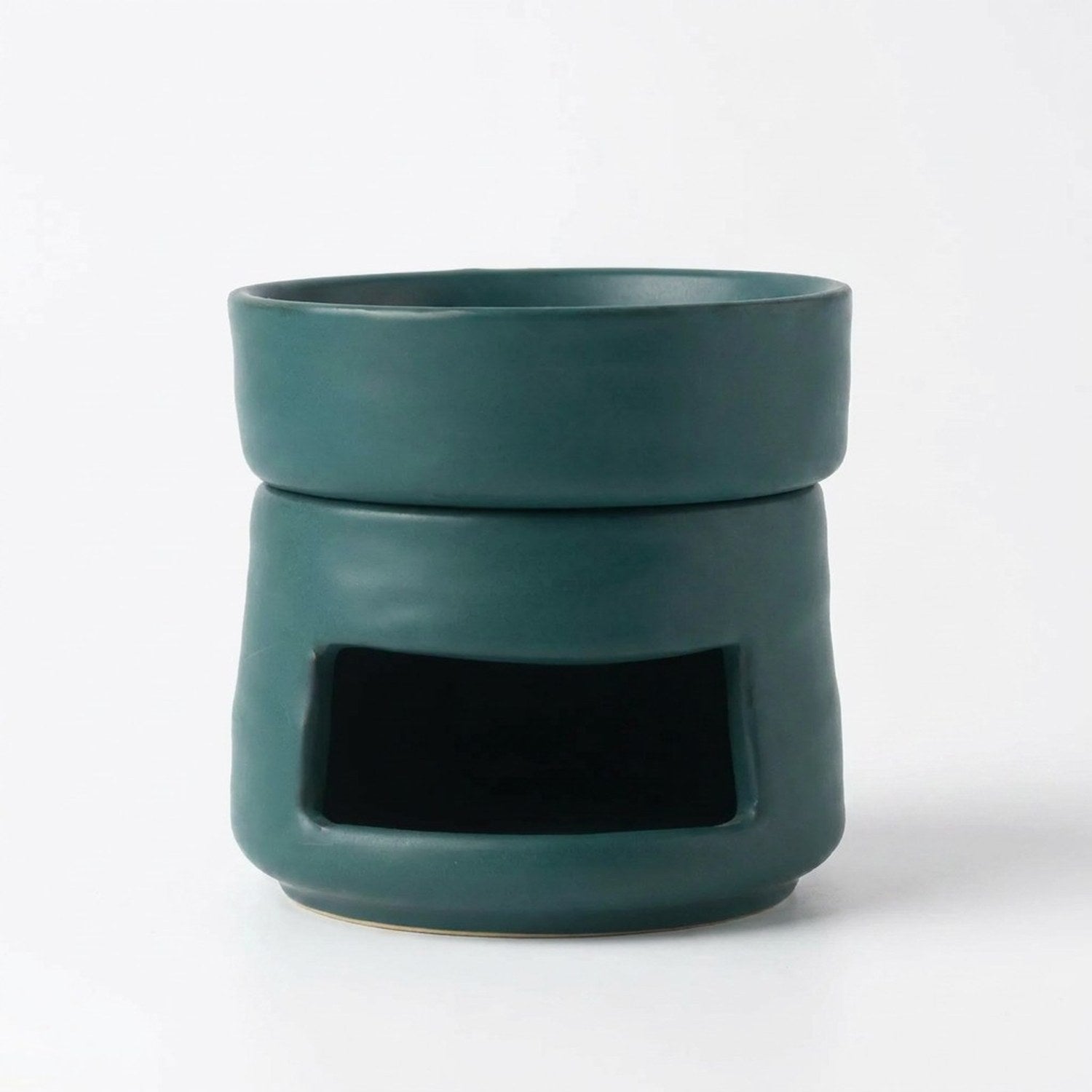 Brûle-parfums céramique mate Vert foncé sur fond blanc
