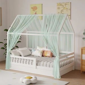 Ciel de lit enfant en mousseline verte