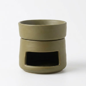 Brûle-parfums céramique mate Verte sur fond blanc