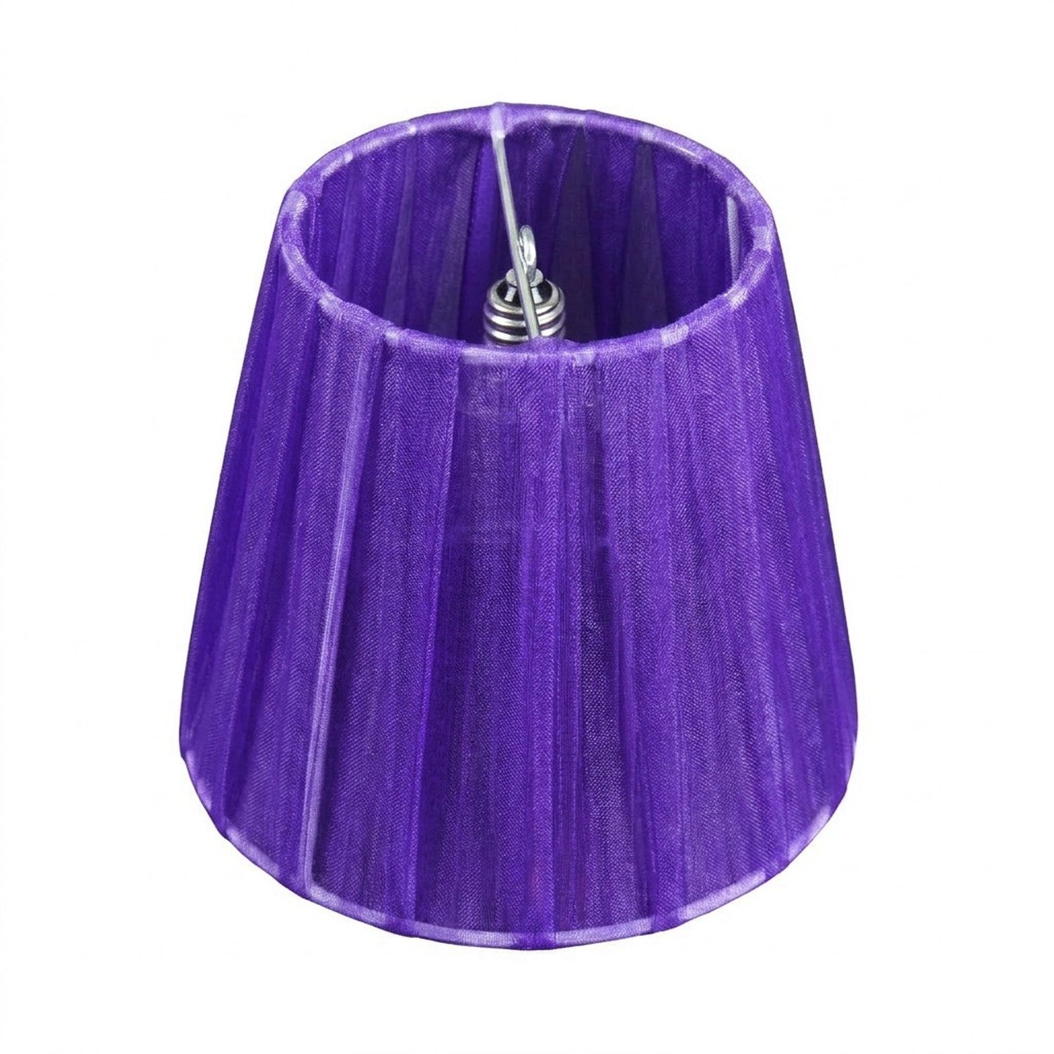 Abat-jour organza violet clip E14 12cm décoration luminaire