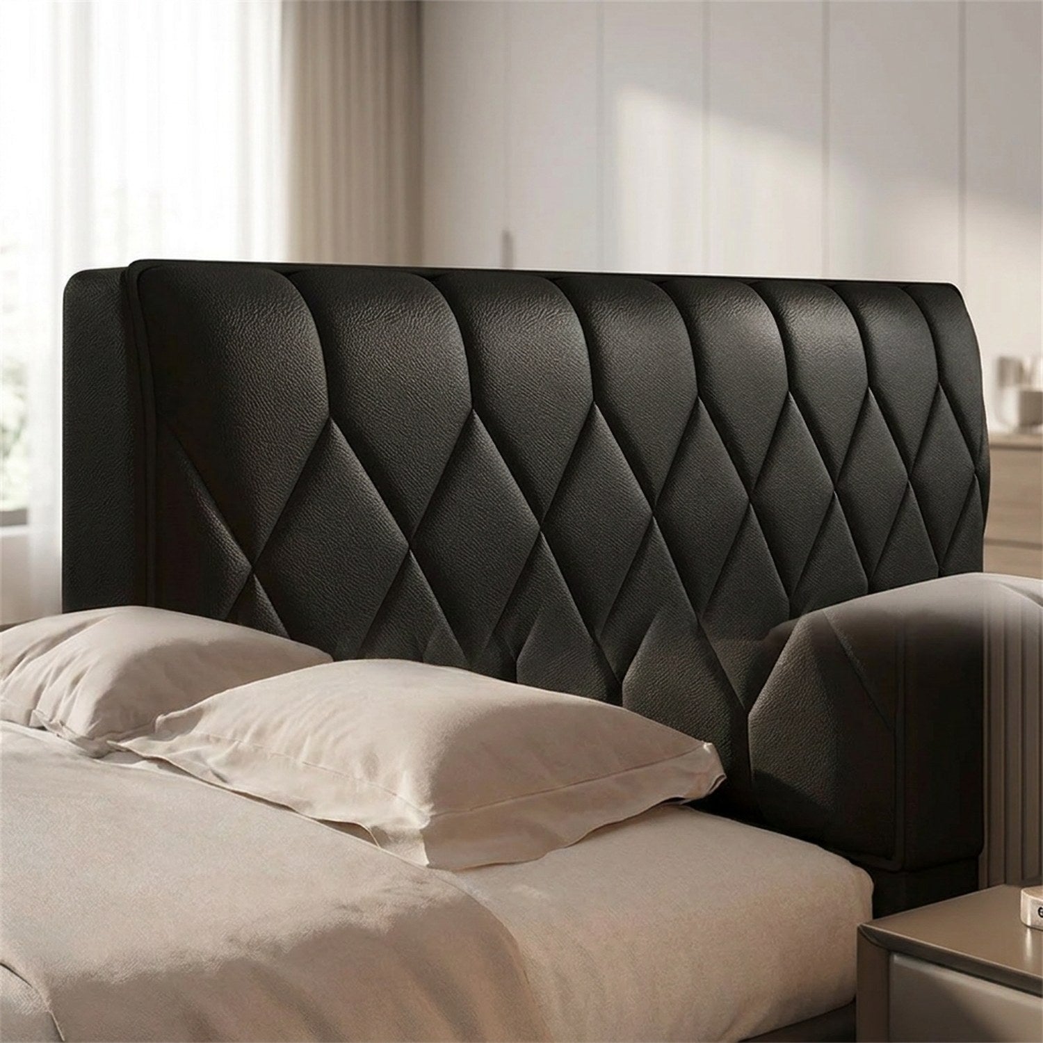 Housse de tête de lit capitonnée couleur noire