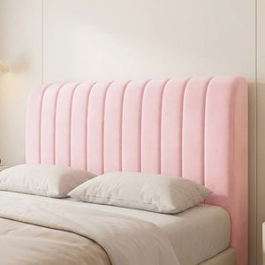 Housse de tête de lit cannelée en velours couleur rose