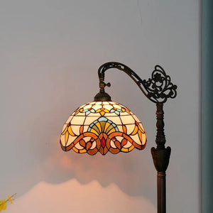 Abat-jour vitrail du lampadaire style Tiffany motif ambre baroque ornemental