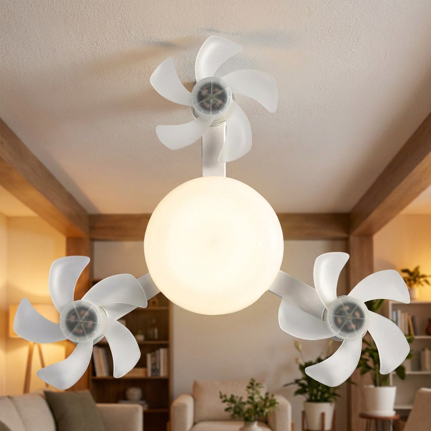 Ventilateur de plafond LED modèle 3 hélices allumé