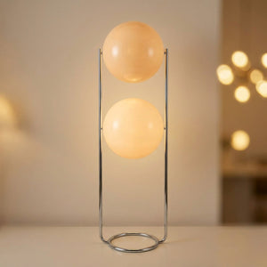 Lampadaire globe sur socle – 2 boules crème 80 cm