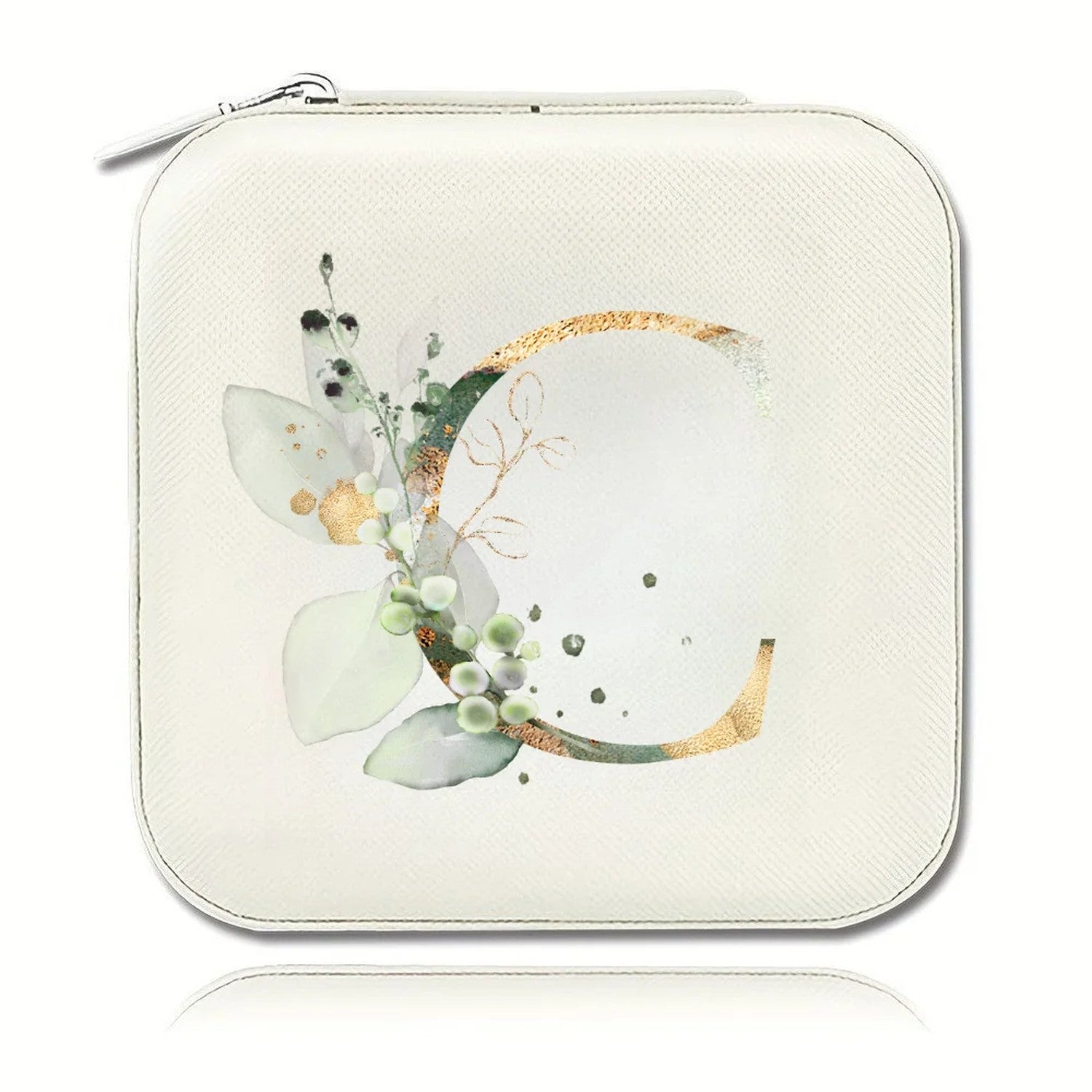 Boîte à bijoux initiale C motif floral