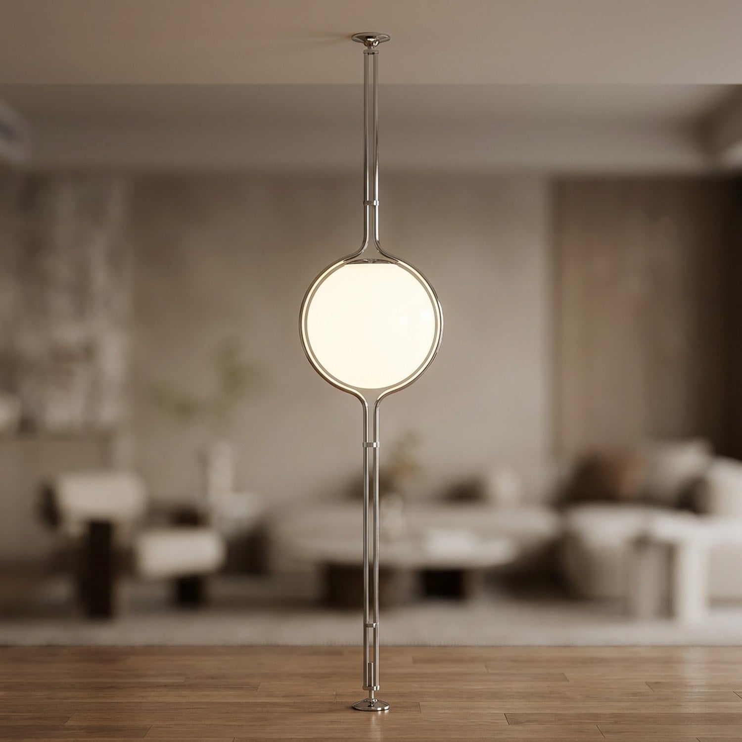 Lampadaire plafond-sol à boule – 1 boule blanc ajustable 250-280 cm