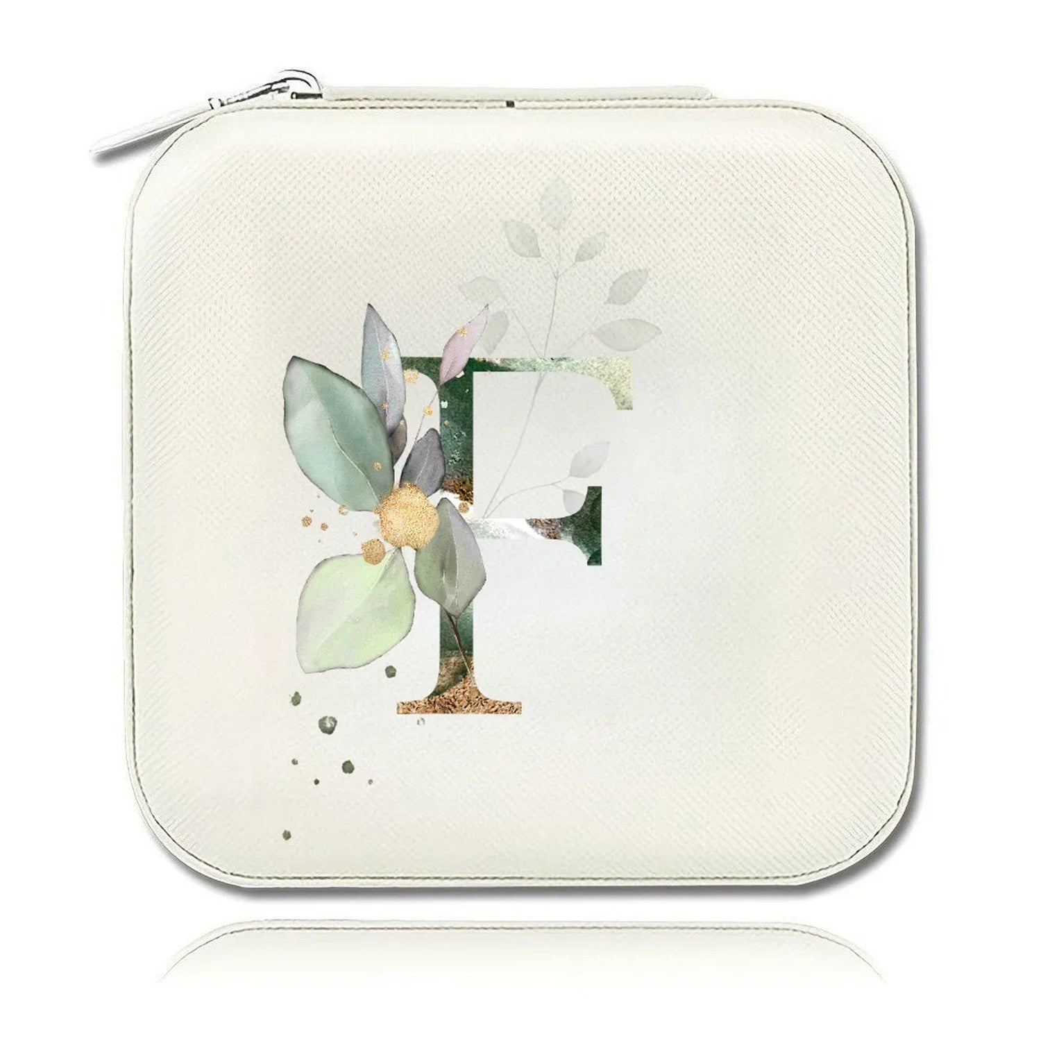 Boîte à bijoux initiale F motif floral
