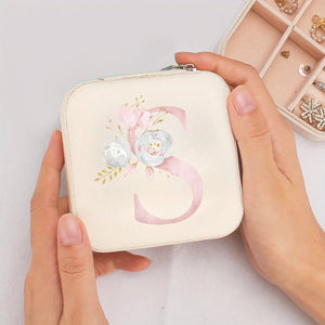 Boîte à bijoux voyage initiale florale crème - Lettre S